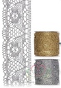 Kant lint Metallic met harten 306 Zilver Rood 70 mm rol 5 meter