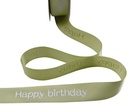 Satijnlint bedrukt Happy Birthday Groen 5 meter