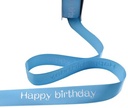 Satijnlint bedrukt Happy Birthday Skyblue 5 meter