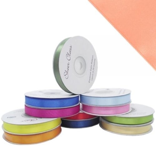 Satijnlint Dubbelsatijn Antennelint Peach 10 mm rol 25 meter