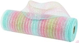 Decomesh Metallic Multi-stripes 03 Blue Cerise 26 cm rol 9 meter voor kransen en inpakken