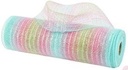 Decomesh Metallic Multi-stripes 03 Blue Cerise 26 cm rol 9 meter voor kransen en inpakken