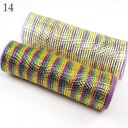 Decomesh Metallic 14 Paars Geel Groen strepen 26 cm rol 9 meter voor kransen en inpakken