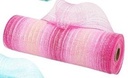 Decomesh Metallic Multi-stripes 02 Cerise 26 cm rol 9 meter voor kransen en inpakken