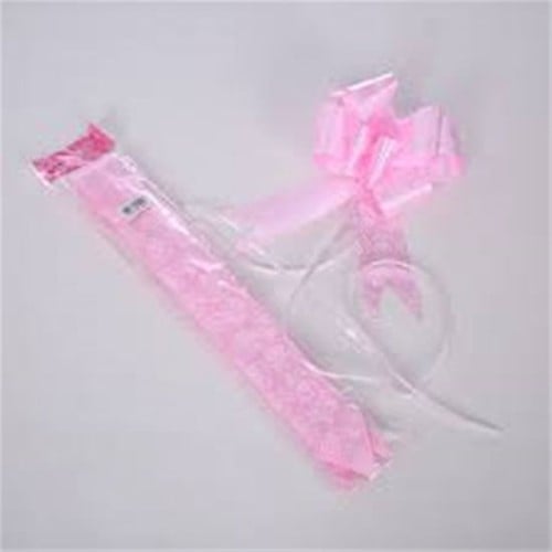Poly Ribbon Strik met roospatroon Roze 10 stuks 50 mm 