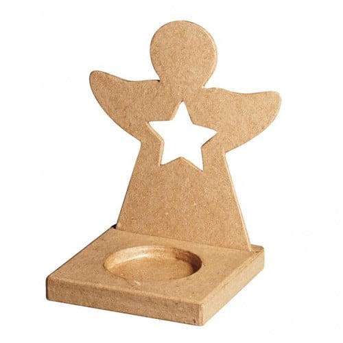 Engel theelichthouder Papiermaché 9×7 cm, 2×11 cm