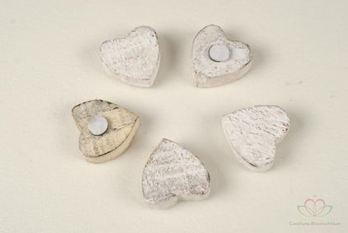 Houten hartjes Whitewash 3 cm 10 stuks