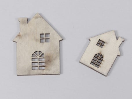 Houten Huisjes Grijs 5/7 cm 10 stuks