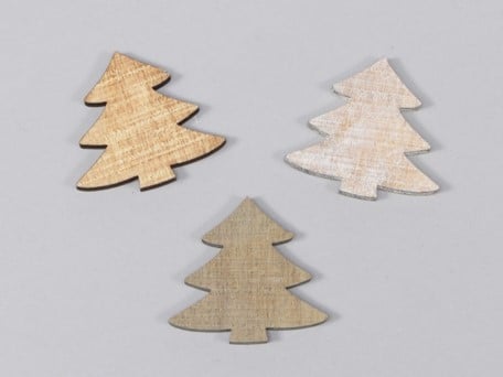 Houten boompjes 3 assort Groen 4 cm 18 stuks