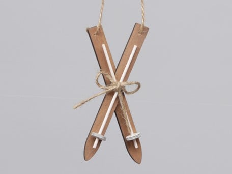 Houten Skieën Skies Naturel hangers 15 cm 4 sets