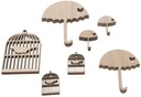 Houten Parapluutjes en vogelkooitjes 2,5–7 cm figuurtjes
