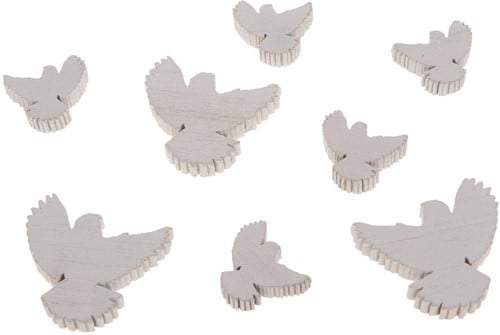 Houten Vogeltjes White wash 3–7 cm mix