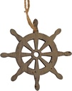 Hanger Stuurwiel hout 7 cm met touw 16 cm per stuk
