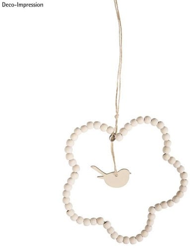Draad BLOEM met houten kralen Compleet 14 cm
