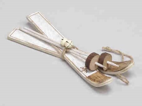 Houten Skieën Skiset Wit hanger 17 cm