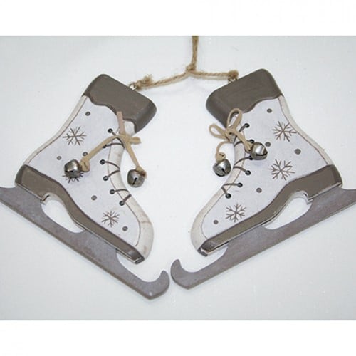 Houten Schaatsen XL Wit 12x10 cm (20 cm)