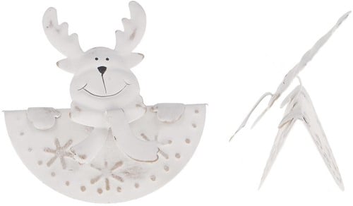 Metalen hanger rendierkop Wit 6 cm