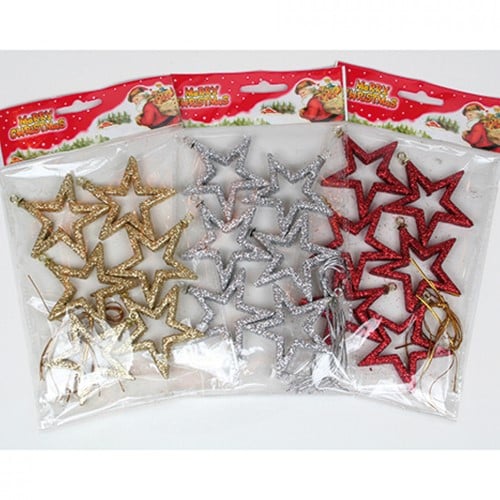 Open sterren EVA met glitter 6x6x1 cm Goud