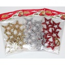 Open sterren EVA met glitter 6x6x1 cm Zilver