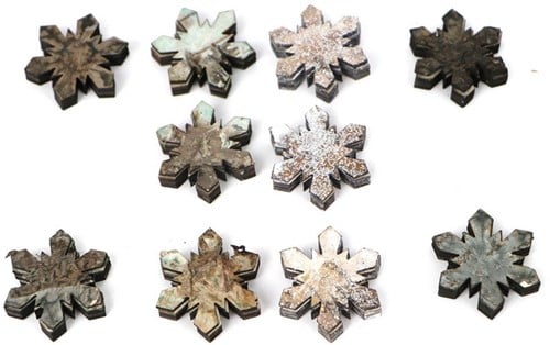 Houten Sterren met schors en glitter 3 cm 10 stuks