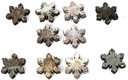 Houten Sterren met schors en glitter 3 cm 10 stuks