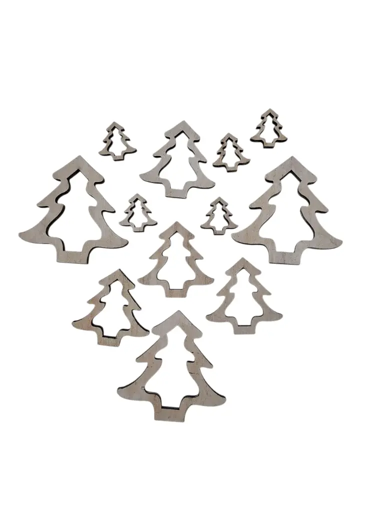 Houten hanger Open Boom Naturel 2,5-7 cm 12 stuks