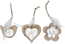 Houten hanger Spring met Veertje 6,5-10 cm 3 stuks