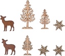 Houten Strooideco boom + hert 2–6 cm dikte 5 mm pakje 8 stuks