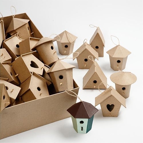 Mini vogelhuisjes 7 cm bulkdoos 60 stuks