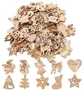 Houten Kerst Winterfiguurtjes mix 50 stuks met Sneeuwman