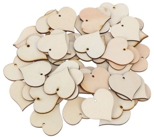 Houten harten Hartjes Geboord 6 cm ca. 30 stuks zak