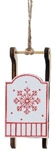 Hanger Houten Slee Wit met Rood per stuk