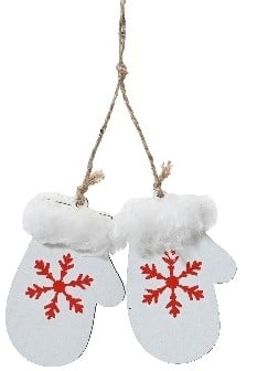 Hanger Houten Wanten Wit met Rood per stuk