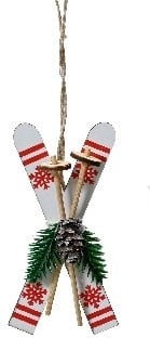 Hanger Houten Skies Wit met Rood 8 cm per stuk