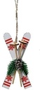 Hanger Houten Skies Wit met Rood 8 cm per stuk