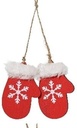 Hanger Houten Wanten Rood met Wit per stuk
