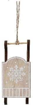 Hanger Houten Slee Naturel met Wit per stuk