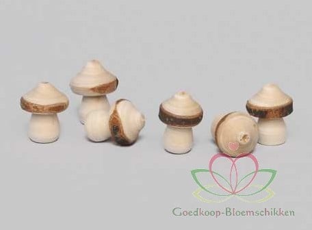 Houten paddenstoeltjes klein 2×2,5 cm doosje