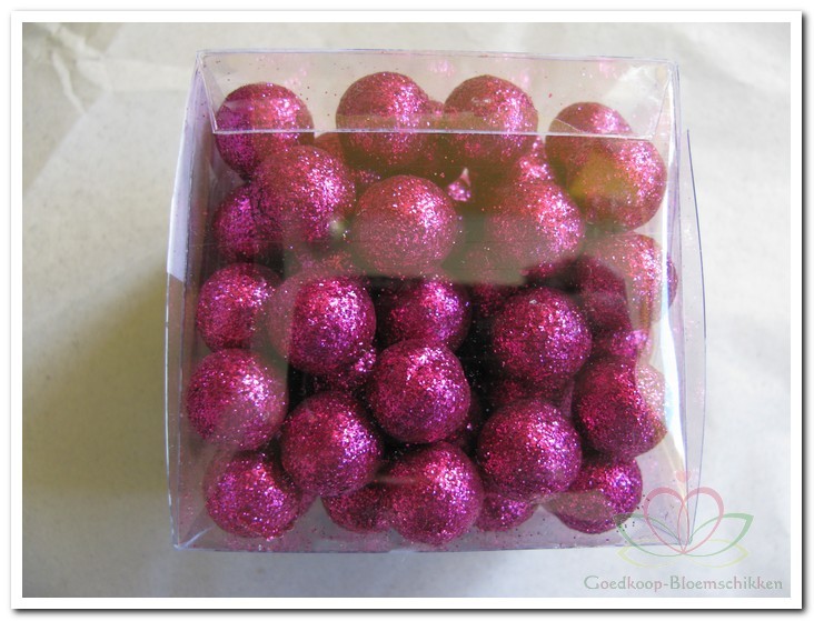 Glitterballetjes kerstballetjes 537 Paars 15 mm doosje