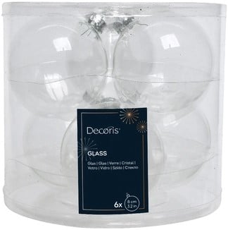 Glazen kerstballen Parelmoer Iriserend transparant 80 mm doos 6 stuks