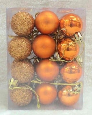 Kerstballen Koper mat glans glitter 3 cm 24 stuks