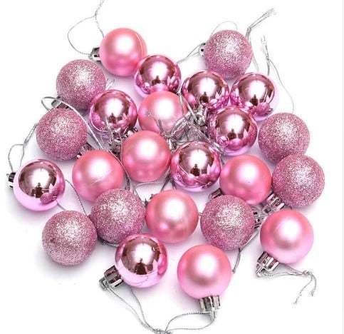 Kerstballen Roze mat glans glitter 3 cm 24 stuks