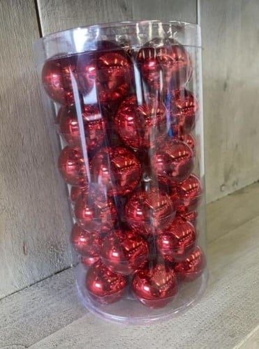 Kerstballen glas Rood glans 4 cm doos stuks