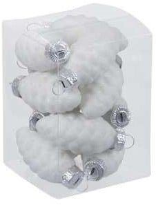 Hangers Dennenappelvorm White Satin 6 cm doos 12 stuks