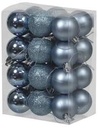 Kerstballen kunststof onbreekbaar Mineral Blue combi 4 cm 24 stuks