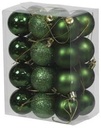 Kerstballen kunststof onbreekbaar Forest Groen combi 4 cm 24 stuks