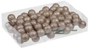 Glitter Kerstballen Champagne 30 mm doosje 10x8 stuks