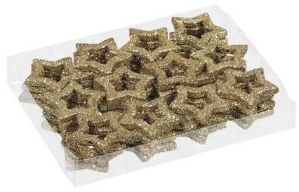 Glittersterren Goud Dark Gold open sterren 3.5 cm doosje 48 stuks