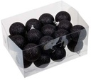 Glitter Kerstballen Zwart 40 mm doosje 24 stuks
