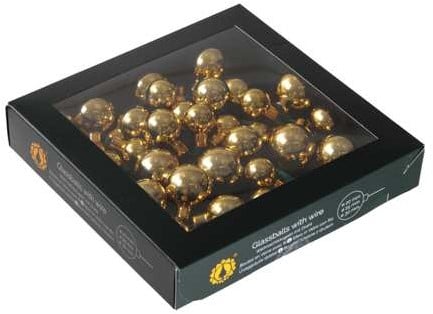Kerstballen glas Licht Goud shiny glans 20 25 30 mm 6 bundels van 6 = 36 stuks